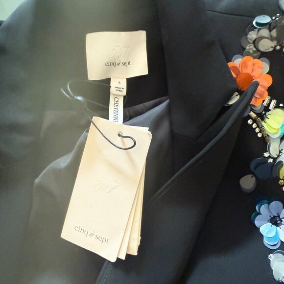 CINQ A SEPT Sequin Flower Scrunched Cheyenne Blazer Size S/M, 6 US - Picture 14 of 14